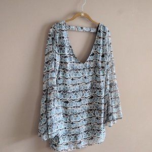 Show me your mumu bell sleeve backless mini dress